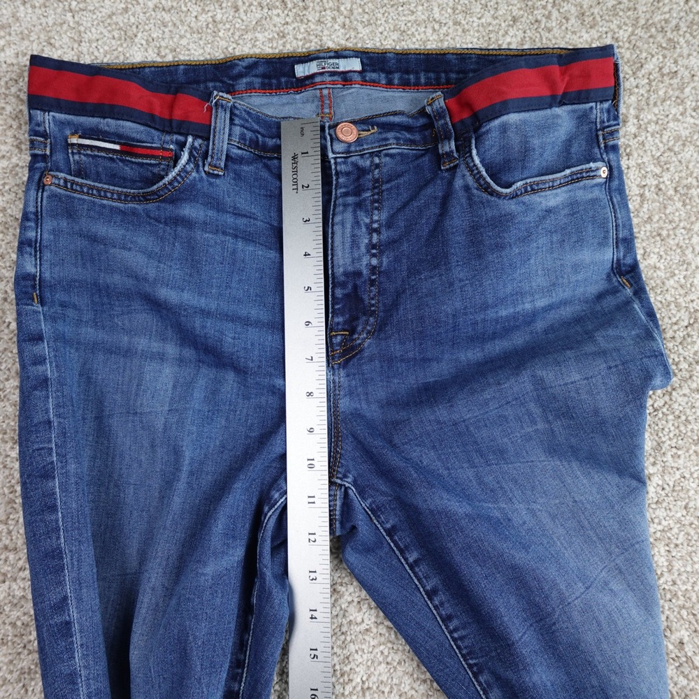 Tommy Hilfiger Denim Women 14 Straight Leg Jeans Blue Striped Waistband Slimming - Picture 8 of 10
